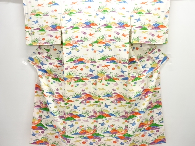 JAPANESE KIMONO / FLOWER / BIRD PATTERNS DISTANT MOUNTAINS / KOMON